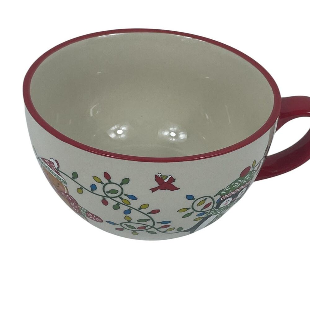 Temptations Winter Whimsy Soup Mug Coffee Tea Christmas Gingerbread Snowman 22oz